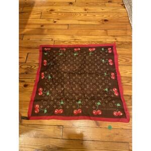 Louis Vuitton Monogram Cherry White Square Cotton Scarff